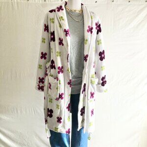 Miiyu Floral Fleece Cozy Robe White Berry Multicolor Size L